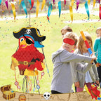WERNNSAI Foldable Pirate Pinata - Extendable Pirate Parrot Pinata with Blindfold Bat and Tassels for Boys Pirate Birthday Party Supplies Caribbean Piñata Adventure Party Decorations 16.4” x 12.4”
