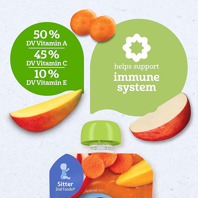 Gerber Stage 2 Baby Food, Organic Carrot Apple Mango, Baby Food Pouches, Puree, 12PK