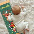 Personalized Name Growth Chart Wall Decor for Kids – Canvas Removable Height Chart Measuring Ruler 59" x 7.9" （Christmas Deer）