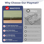 MAXYOYO 1.2" Thick Baby Play Mat for Floor, 78"x 78" Foldable Playpen Mat,Tummy Time Foam Mats Ultra Soft Support, Padded Carpet with Non-Slip Backing for Infant,Kids and Toddler Crawling, Green