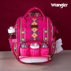 Wrangler Diaper Bag Backpack Aztec Travel Backpack Purses Western Multi-Function Baby Bags for Mom with Waterproof Insulated Pockets
