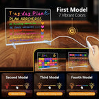 LED Note Board with Colors, 13.7"X10" 4 Modes &7 Colors Acrylic Dry Erase Boards with Light, Include Adapter, Hanging Chain, Led Drawing Board for Kids with Stand,7 Markers, Spray Bottle