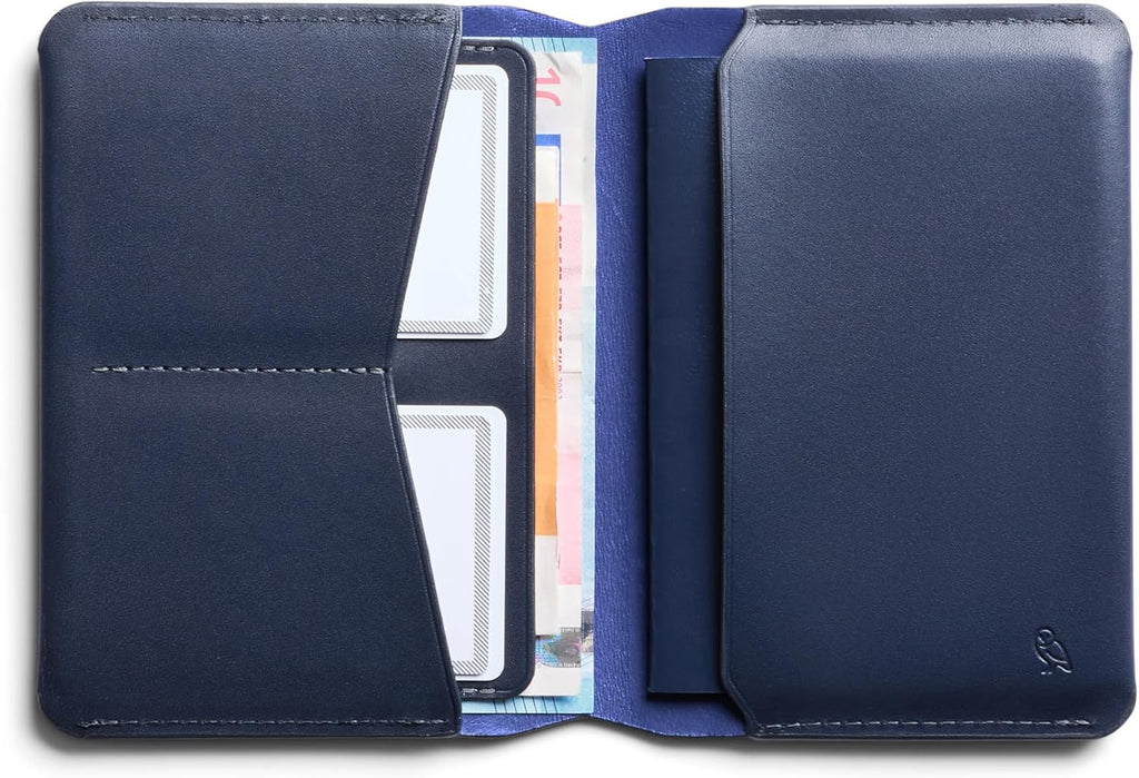 Bellroy Passport Cover (slimline travel wallet/pouch with card slots and space for cash plus travel documents) - Navy