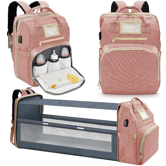 6 in 1 Diaper Bag Backpack with Pad Shower Gifts Travel Bags for Registry Search Boys Girls Bags Newborn Essentials Accessories Stuff Unisex Dad Mom Mens