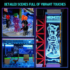 Cyberpunk Floating-Train-Station Lighting-Building-Bricks Set - Cyberpunk City Future Levitation Train Station Street View Collection LED Light Model 2760 Pcs for Adults and Sci-fi Lovers