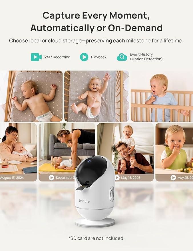 VistaView Smart WiFi Baby Monitor - 5” 1080P Split Screen & 2K Camera App Control, Cry & Motion Alerts, HD Night Vision, 5000mAh Battery, 2-Way Talk, Multi-User, Triple Security, 1279ft Range
