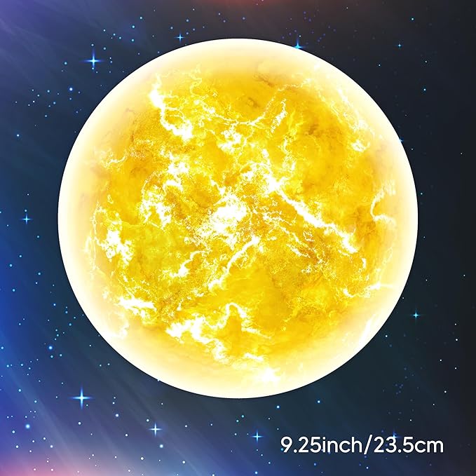 Glow in The Dark Sun for Ceiling, Luminous Planet Wall Sticker, Kids Bedroom Wall Decal, Sticky Fluorescence Sun, Gift for Boys and Girls (Green)