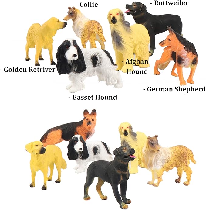 Liberty Imports 18 PCS Large Dog Figurines Playset, 4" Toy Pet Puppy Realistic Play Figures, Canine Bulk Animal Variety Cake Toppers, Party Favors for Kids