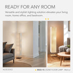 Adesso Three Light Floor Lamp – Natural Wood Base & Adjustable Brightness – Perfect Lighting for Bedroom, Living Room and Corner Decor, White