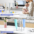 Water Bottle Drying Rack Reusable Bottle Rack Dryer Kitchen Stand Holder Stainless Steels Countertop Baby Bottle Drying Rack Water Cup Drying Rack for Plastic Bags, Bottles and Cups Silver