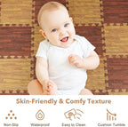 Skyweaver 36 Tiles Soft Non-Toxic Baby Play Mat for Floor EVA Foam Jigsaw Puzzle Play Mat, Interlocking Squares with 0.6inch for Babies, Toddlers & Kids Gym, Nursery, Playroom, Brown