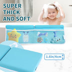 Bath Kneeler and Elbow Rest Pad, Thick Quick Dry Kneeling Mat, Large Bathtub Pad with Toy Organizer for Baby Bathing (Blue)