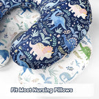 Pea Pod Nursing Pillow Cover 2 Pack Soft & Adorable Slipcovers for Breastfeeding Pillows, Comfortable Stretchy Feeding Pillow Covers for Baby Girls Boys Newborn, Removeable Pillow Case (Dinosaur)