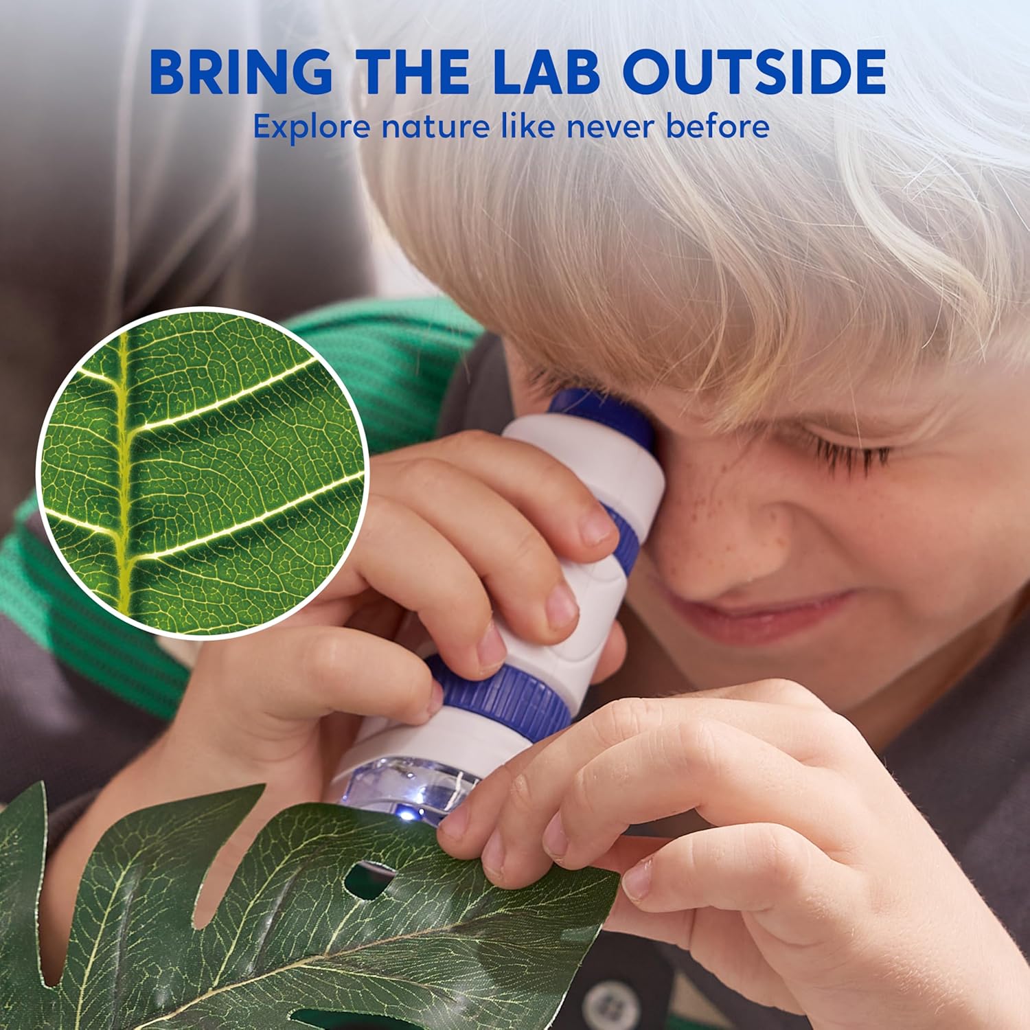 Klever Kits Microscope Explorer Set for Kids, 2 in 1 Science Experiment Toy with Portable Microscope and 12 Specimen Slides, 60X-180X, Educational Toys for Kids Aged 5+