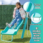 Sportspower MSC-4510-TL Arcadia Metal Swing Set with 5’ Slide, Trapeze, & 2-Person Glider Swing, Teal