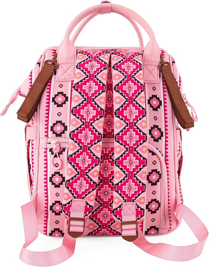 Wrangler Aztec Backpack Organized Daypack Travel Baby Bag with Stroller Strap and Side Bottle Pockets WG2204-9110PK