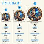 masseruon Owl Jigsaw Puzzles for Adults, 300 Piece Puzzles for Adults-Moonlight Owl(L, 13.4x13.4in), Unique Round Jigsaw Puzzles, Beautiful Animal Shaped Puzzles, Christmas Family Game Birthday Gift