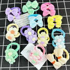 54PCS Girls Hair Ties Bows and Flowers Ponytail Elastic Bands,No Damage Elastic Ponytail Holders Hair,Hair Bows No Slip Durable Fabric ponytail fixator Multicolor