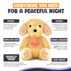 Gemma Joy Bedtime Baby Soothers for Sleep, Cry Activated Heartbeat Stuffed Animal for Baby, Newborn, Calming Light, Lullaby Music, White Noise, Shush and Mother’s Heartbeat - (Puppy, Rechargeable)