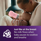 Philips Avent Natural Baby Bottles with Natural Response Nipples (Medium Flow, Flow 3), 9oz, Pink, 4-Pack, SCY903/14