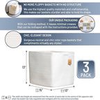 NaturalCozy 13x15x13 Kallax Storage Cubes, 3 Pack | Cotton Rope Cube Storage Bins Woven Baskets for Organizing | Kallax Insert Baskets for Shelves Organizer, Kids Toy, Pantry, Closet, Baby Nursery