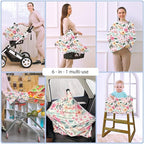 Nursing Carseat Canopy Breastfeeding Cover - Multi-use Stretchy Car Seat Covers for Babies, Baby Shower Gifts (Pink Floral)