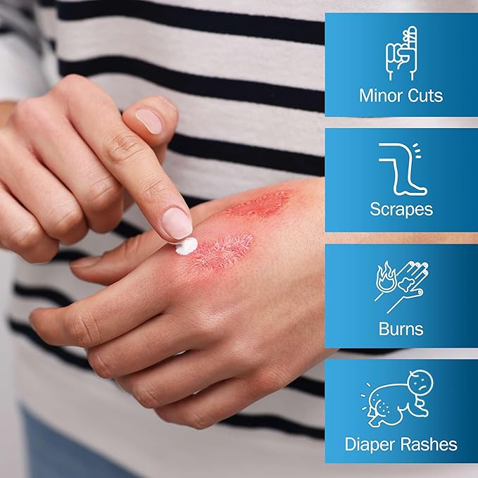 Zinc Oxide Ointment for Adults and Babies - 1 oz Diaper Rash Ointment, 3 Pack - Skin Protectant for Diaper Rashes, Cuts, and Burns
