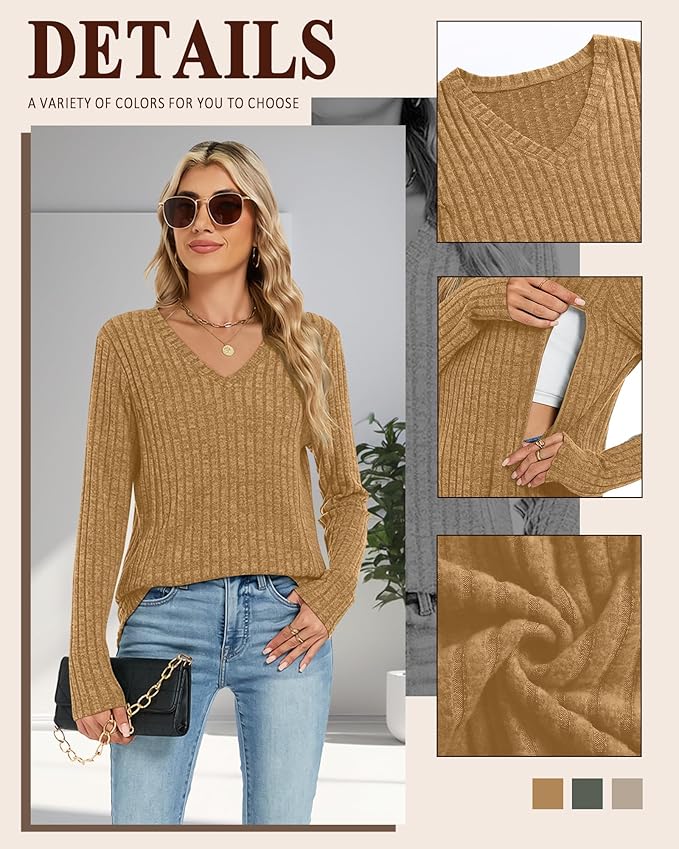 3 Pack Women's Maternity Nursing Tops, V Neck Breastfeeding Sweaters Long Sleeve Hidden Zipper Shirts