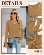 3 Pack Women's Maternity Nursing Tops, V Neck Breastfeeding Sweaters Long Sleeve Hidden Zipper Shirts