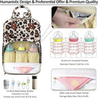 Diaper Bag Backpack Tote for Women Large Capacity, Baby with Insulated Pockets Multifunctional Bags For Girl Boy Waterproof Boys Girls Mama Maternity Travel Leopard