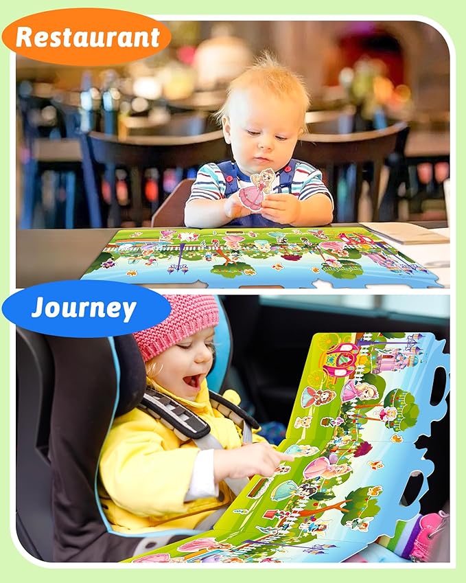 Benresive Reusable Sticker Book for Toddlers 2-4 Years, Fun Travel Stickers for Kids, Waterproof Sticker Books for Toddlers 1-3, Crafts Activities for Todddlers 1-3 2-4 3-5 - Princess