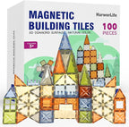 100 PCS Magnetic Tiles, Diamond Magnetic Blocks Building Set Magnet Tiles STEM Toys 3D Kids Preschool Educational Sensory Toys Gift for Toddlers Kids Boys Ages 3 4 5 6 7 8 9+ Year Old