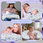 Nursing Pillow for Breastfeeding & Bottle Feeding - Ergonomic C-Shape Design with Breathable Filling & Removable Washable Cover, Supports 0-18 Months (Feeding, Tummy Time, Sitting), Hypoallergenic
