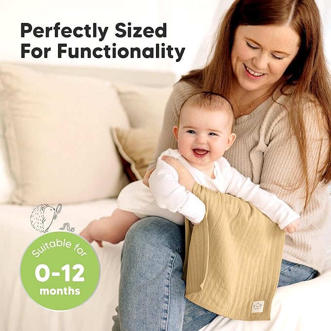 KeaBabies Organic Cotton Burp Cloths Baby Girl, Boy - 6-Pack Large Burping Clothes for Babies, Spit Up Rags, Super Soft & Absorbent Newborn Wash Towels, Gender Neutral, Non-Shrink (Stria, Terracotta)