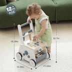 Wooden Baby Push Walker for Toddlers - Multifunctional Montessori Tool Bench Baby Walking Toy with Educational Activities, Ideal for Boys and Girls Aged 3 Years