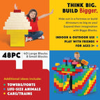 Big Blocks for Kids Ages 4-8 — Indoor & Outdoor Blocks Kids Games — Yellow Large Building Blocks - 48pc