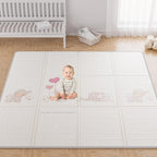 Baby Play Mat, 59x59 Inch Foldable Play Mats for Babies and Toddlers, Waterproof & Anti-Slip Reversible Portable Baby Floor Crawling Mat Foam Playmat for Tummy Time