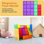 PicassoTiles Large Stabilizer Building Block Base Magnetic Building Block Tiles Jumbo XL Plate Foundation Kit Magnet Tile Stacking STEM Toy Set Compatible Education Construction Learning Square Set