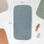 Comfy Cubs Muslin Burp Cloths 20" x 10", Pack of 6 - Large, 6-Layer, Ultra Absorbent 100% Cotton for Baby Drool and Messes - Soft, Safe & Gentle Baby Burp Cloths Set for Boys & Girls - Pacific Blue