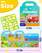 Benresive Reusable Sticker Books for Kids 2-4, Sticker Books for Toddlers 1-3 2-4, Toddler Travel Toys Activities Crafts Gifts - Vehicle