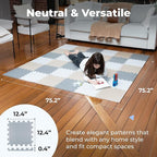 MioTetto Foam Floor Tiles for Kids - Non-Toxic Comfortable Baby Play Mat and Interlocking Foam Tiles, Fits with 74x74 Playpen Mat for Crawling & Development, Soft Play Mat for Babies 6-12 Months