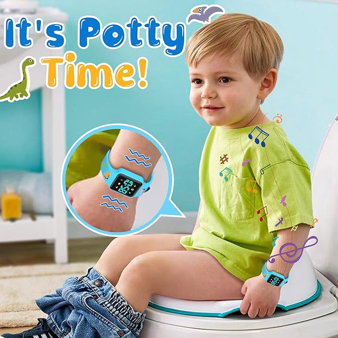 Potty Training Watch for Toddlers & Kids with Countdown, Flashing Lights, Fun Music or Vibration Alerts - Waterproof Interactive Toilet Training Reminder for Boys & Girls Ages 2-9