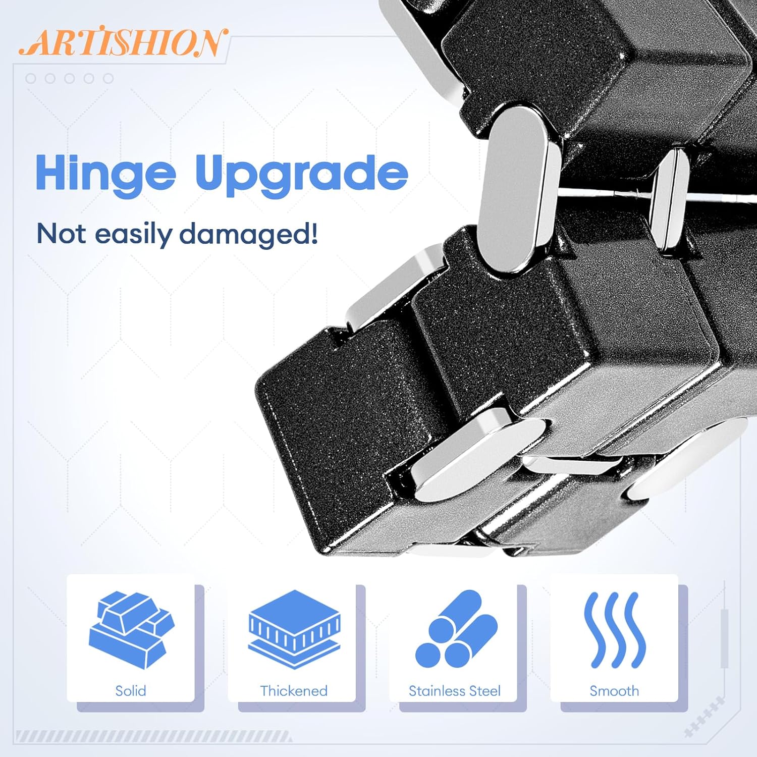 Fidget Cube, Zinc Aolly Metal Infinity Cube Fidget Desk Toy, Punk Style Design with Exquisite Case, Durable and Heavy Cool Gadgets, Adult Fidget Toys for Alleviate Stress and Anxiety(Black)