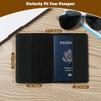 Jack&Chris Leather Passport Holder, Passport Travel Wallet Cover Case for Men Women, Leather Travel Documents Organizer Protector, JC105-Black