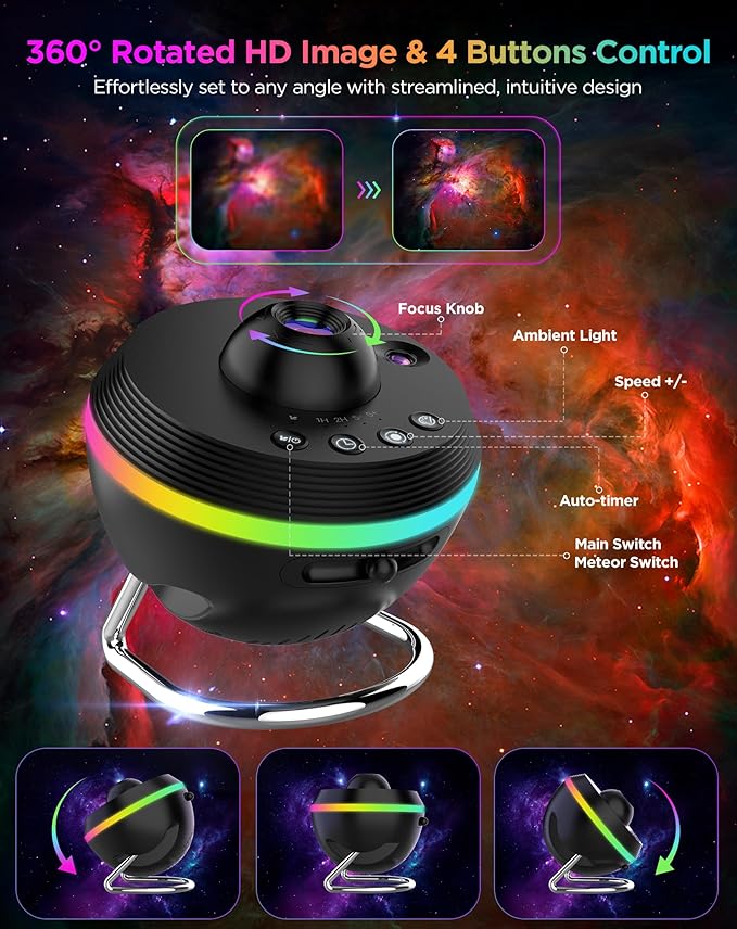 Star Projector, 13 in 1 HD Planetarium Galaxy Projector for Bedroom, Star Projector Galaxy Light with Timer, Meteor & RGB Lighting Effects, Space Night Light Projector for Kids, Adults