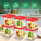 4 pcs 8qt Food Storage Containers with Lid, Square Clear Commercial Food Storage Containers with Handle and Scale for Food Storage in Home Kitchen & Dining (Red)