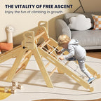 BlueWood 2025 8-in-1 Pikler Triangle Climbing Set Toddler Toys Indoor Baby Jungle Gym Climber Playground for Kids - Natural Wood
