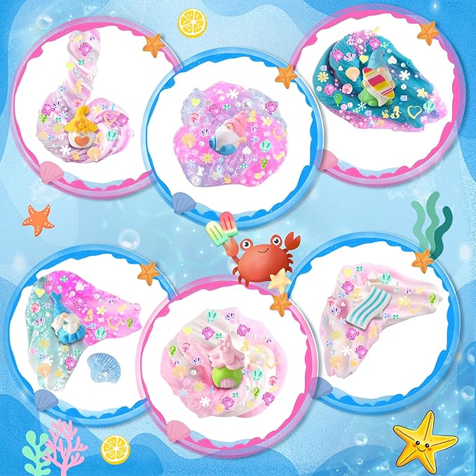 LAWOHO 6 Pack Slimes, Pink & Blue Slime Kit for Kids Ages 4-12 with Cloud, Butter & Water Slime, Non-Sticky Soft Sensory Toys, Slime Party Favors, Goodie Bag Stuffers for Girls & Boys Birthday Gifts