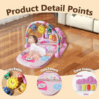 Alive Lovely Baby Gyms Play Mats, Musical Activity Center Baby Piano Gym Mat, Music and Lights Tummy Time Padded Mat for Newborn Newborn 0 to 3 6 9 12 Months