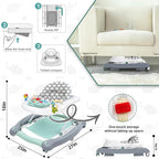 Foldable Baby 5-in-1 Activity Walker - Rocker, Activity Center, Bouncer, Seat Walker, Push Walker - Adjustable Speed Rear Wheels and Height Toys Ages 6-18 Months… (Mint Green)